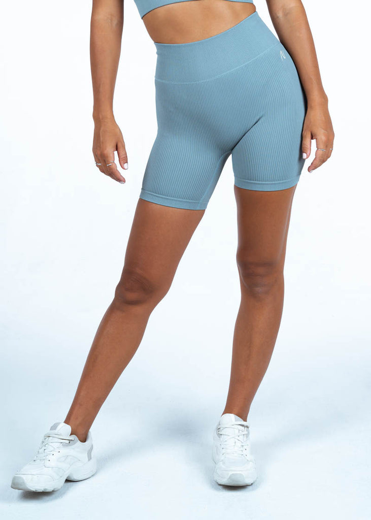 Ribbed Cycling Shorts In Blue