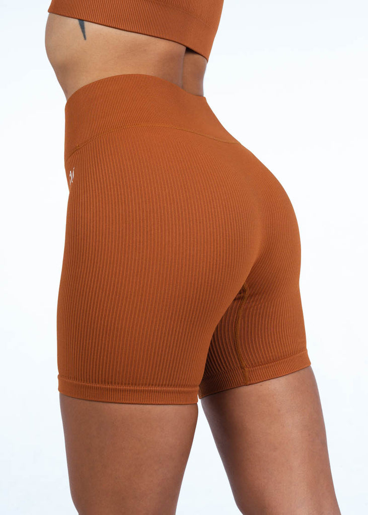 Ribbed Cycling Shorts in light brown